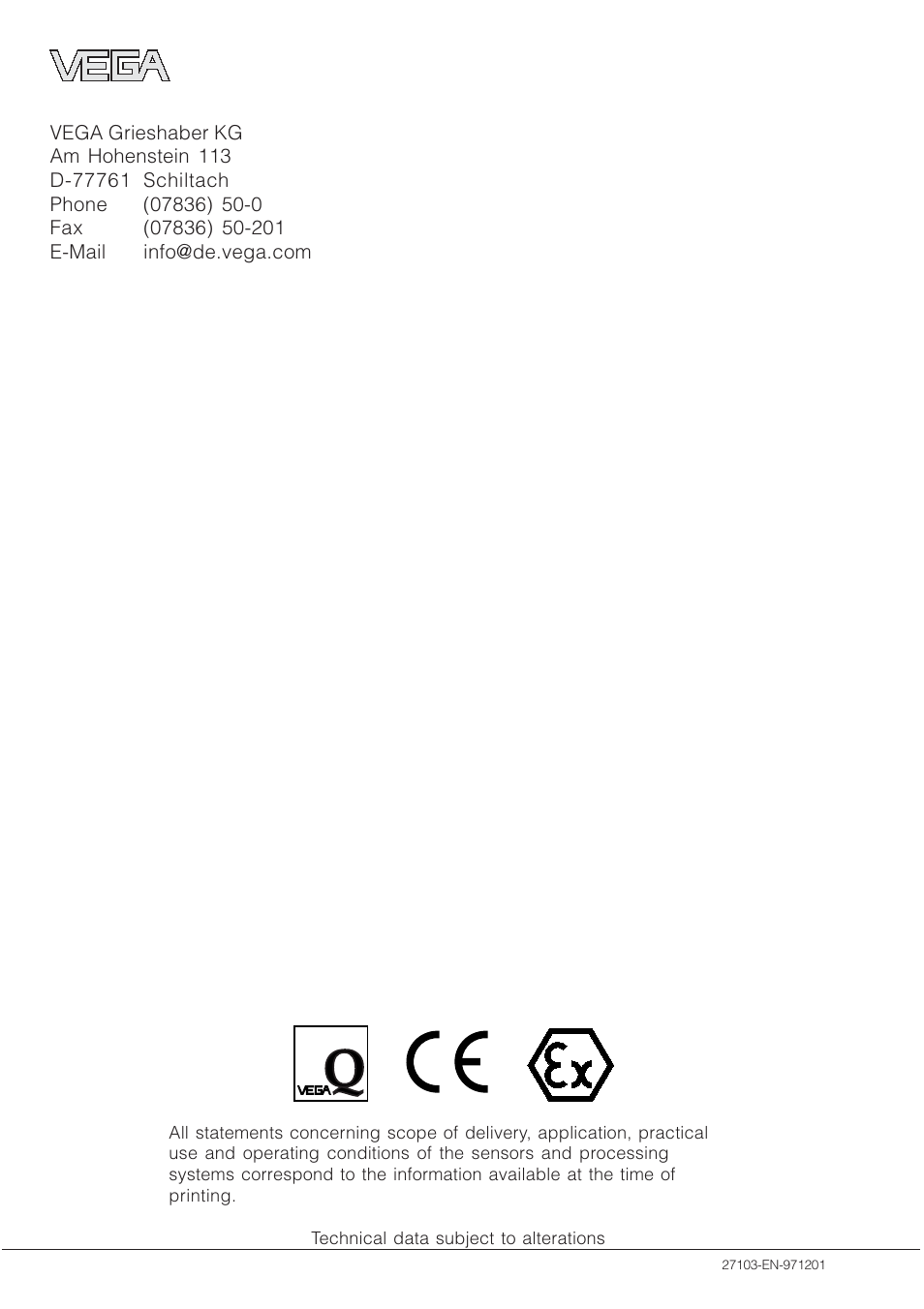 VEGA VEGATOR 532 S1 User Manual | Page 4 / 4