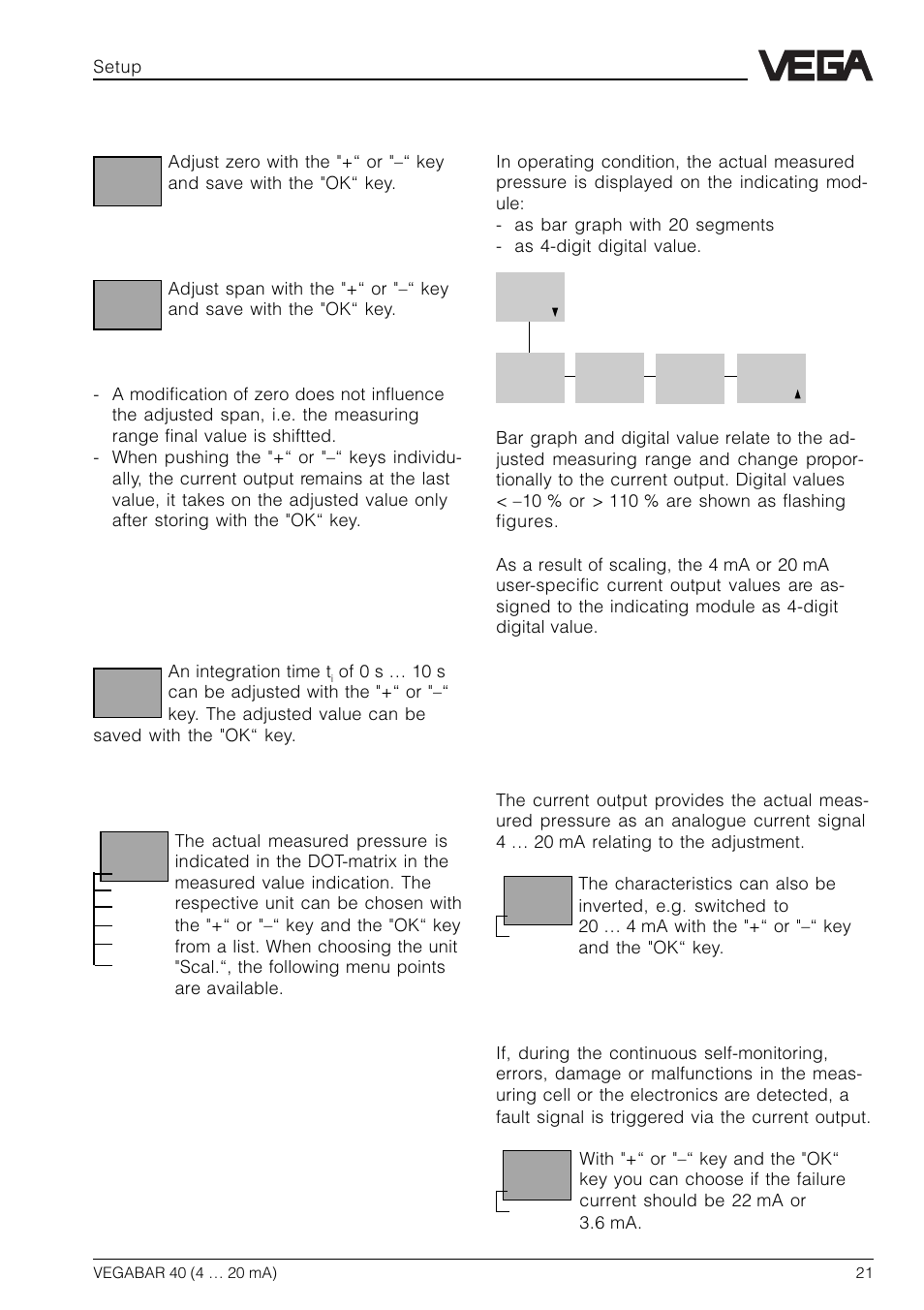 Evaluation, Outputs | VEGA VEGABAR 40 4 … 20 mA User Manual | Page 21 / 28