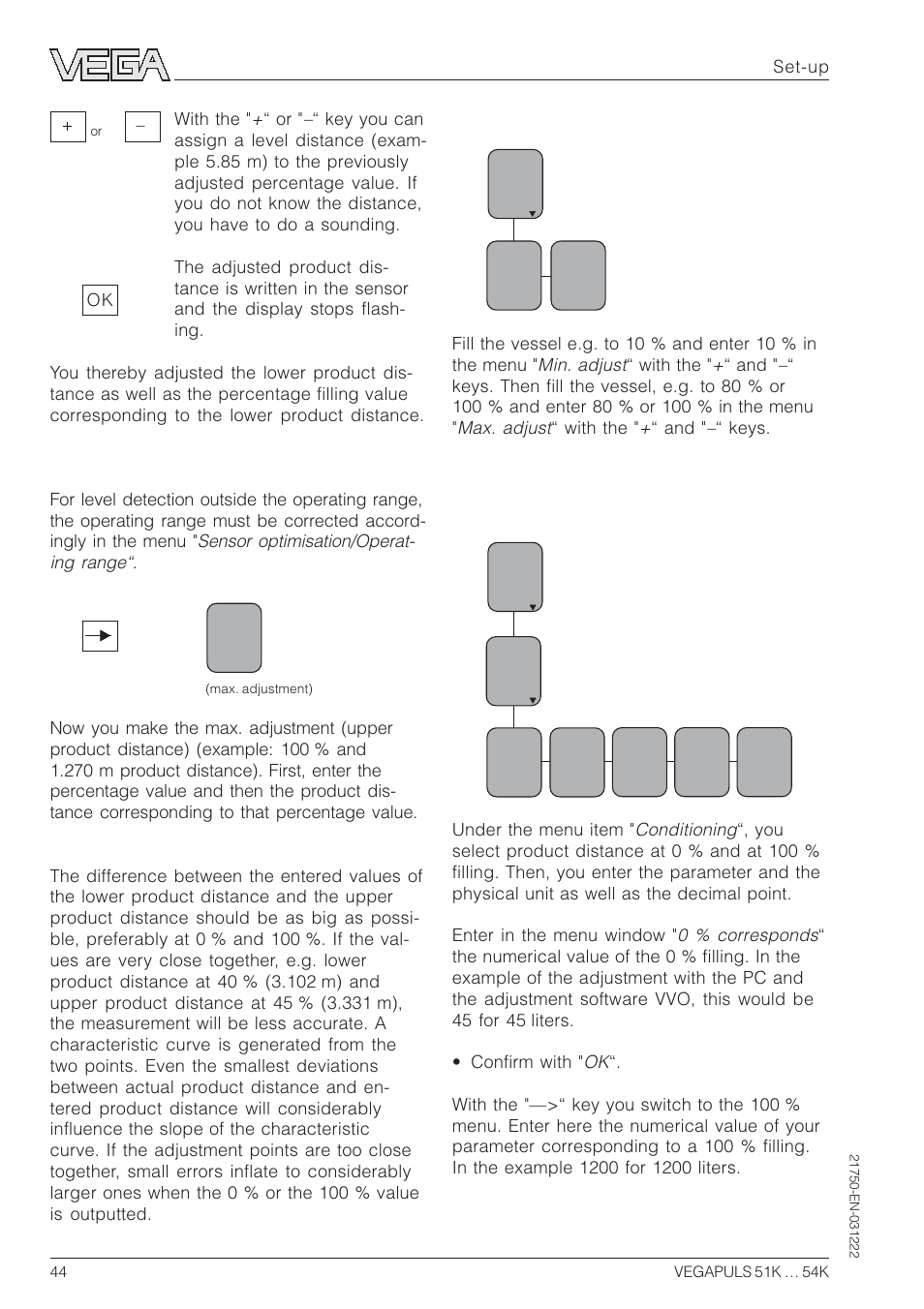 Conditioning | VEGA VEGAPULS 51K…54K 4 … 20 mA; HART compact sensor User Manual | Page 44 / 72