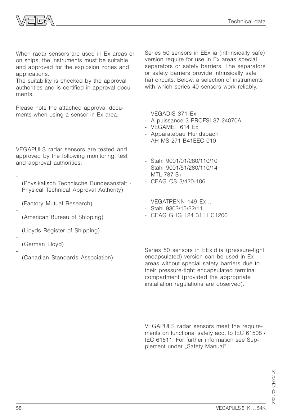 2 approvals | VEGA VEGAPULS 51K…54K 4 … 20 mA; HART compact sensor User Manual | Page 58 / 72
