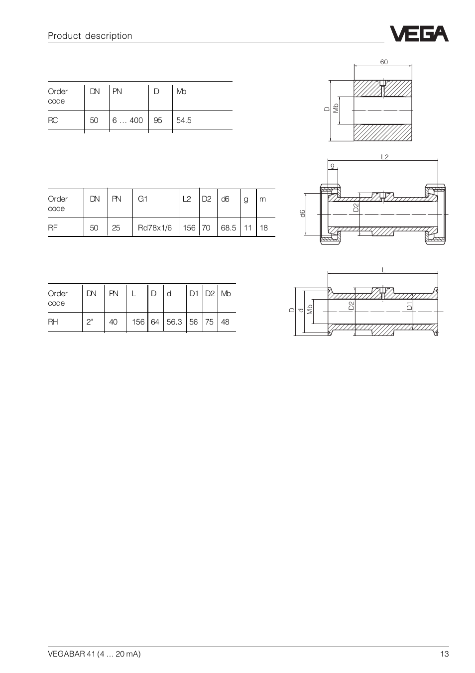 VEGA VEGABAR 41 4 … 20 mA User Manual | Page 13 / 28