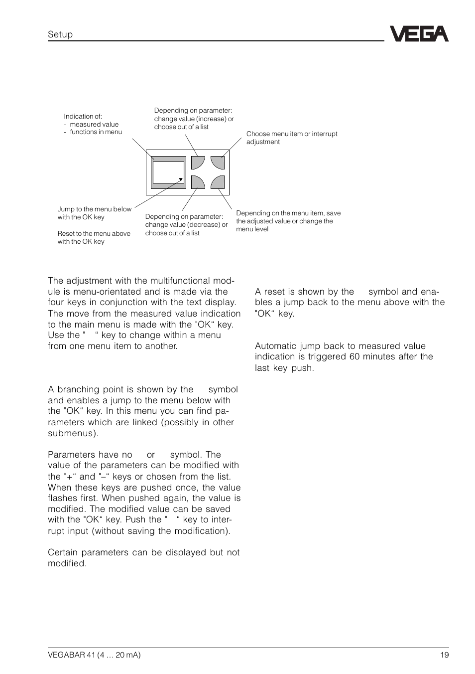 Adjustment elements | VEGA VEGABAR 41 4 … 20 mA User Manual | Page 19 / 28