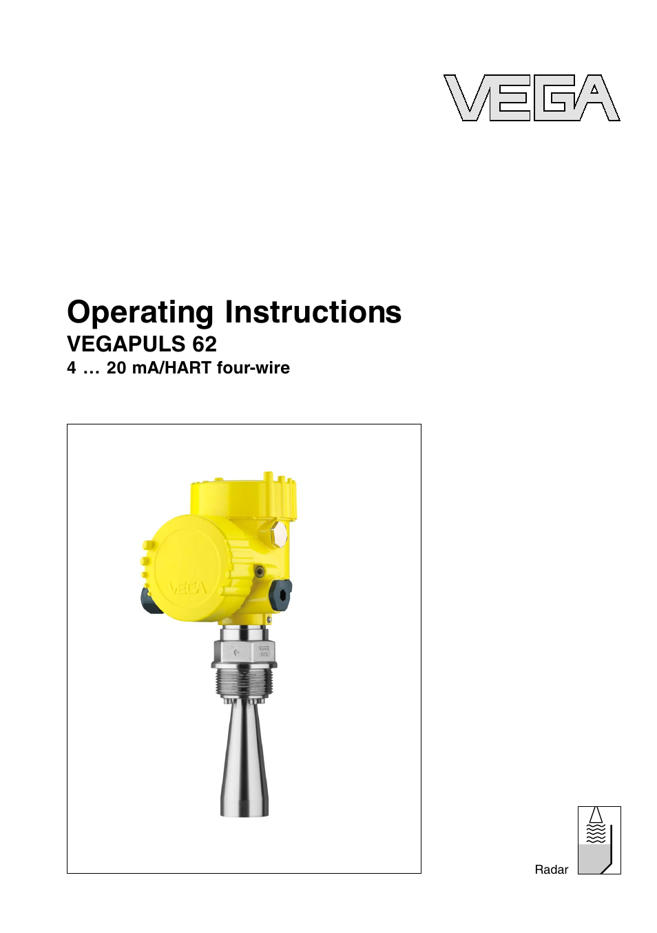 VEGA VEGAPULS 62 (≥ 2.0.0 - ≤ 3.8) 4 … 20 mA_HART four-wire User Manual | 72 pages