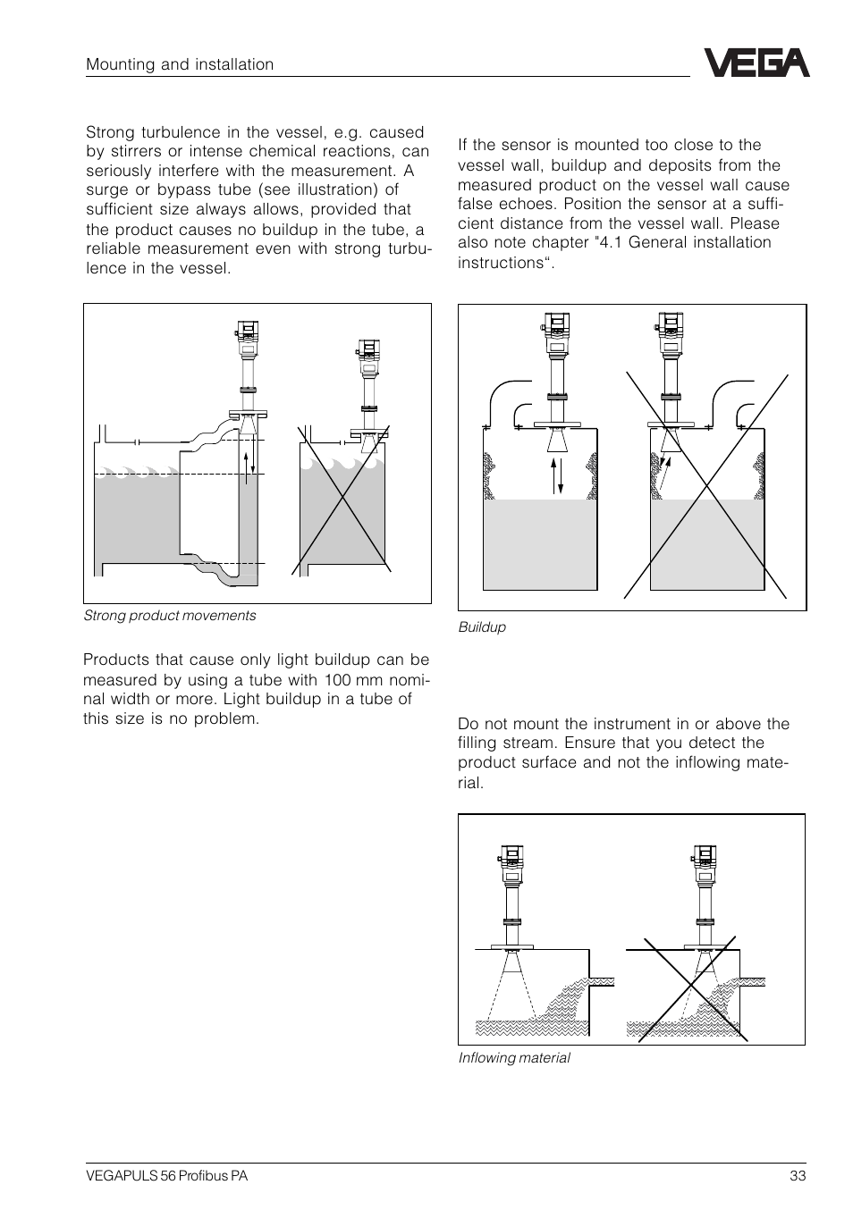 Buildup, Mounting and installation | VEGA VEGAPULS 56 Profibus PA User Manual | Page 33 / 92