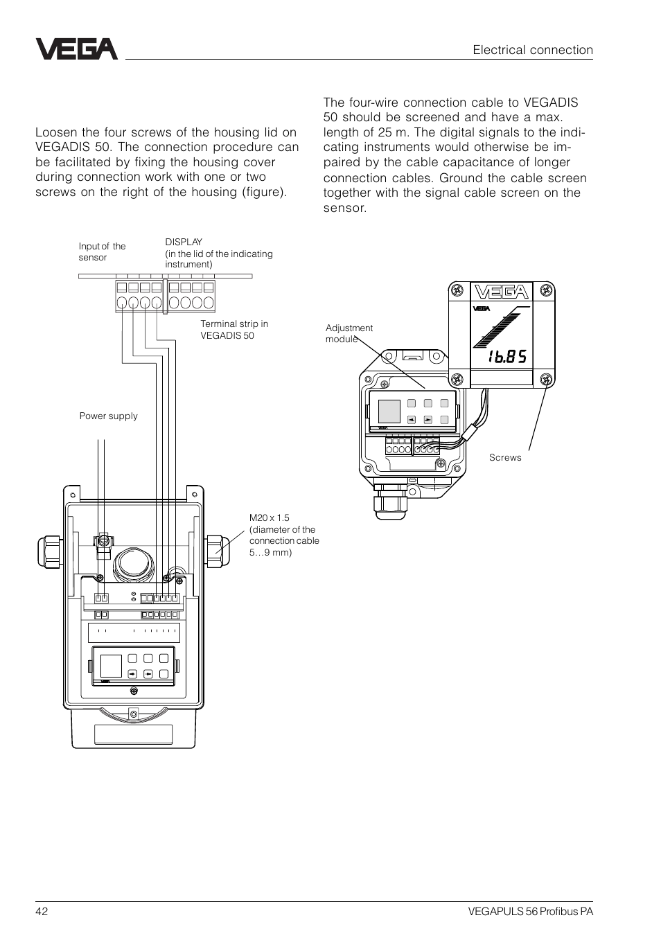 Electrical connection, 42 vegapuls 56 profibus pa | VEGA VEGAPULS 56 Profibus PA User Manual | Page 42 / 92