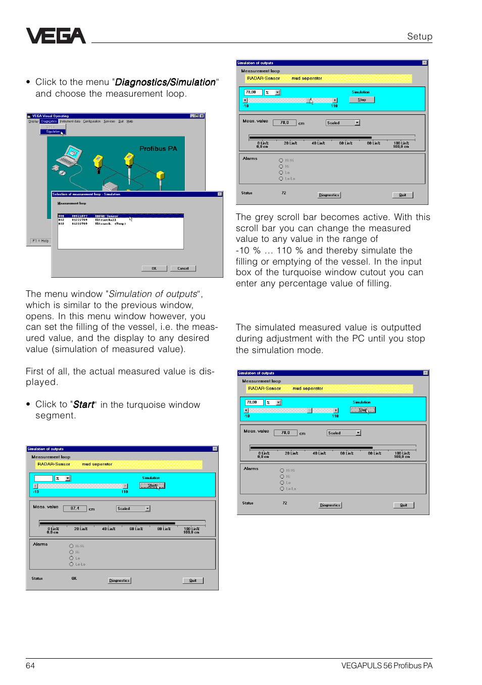 VEGA VEGAPULS 56 Profibus PA User Manual | Page 64 / 92