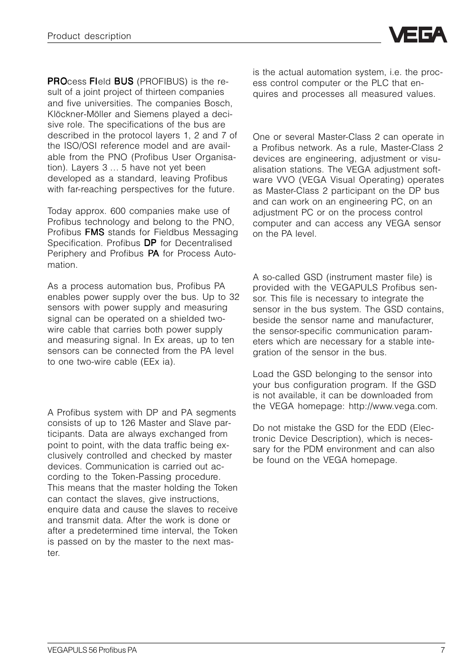 3 profibus output signal | VEGA VEGAPULS 56 Profibus PA User Manual | Page 7 / 92