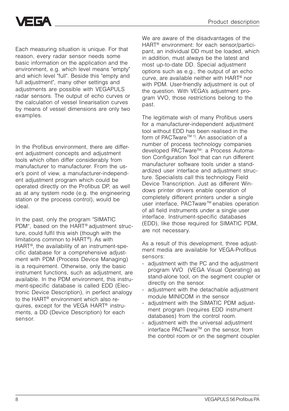 4 adjustment, Profibus adjustment structure | VEGA VEGAPULS 56 Profibus PA User Manual | Page 8 / 92