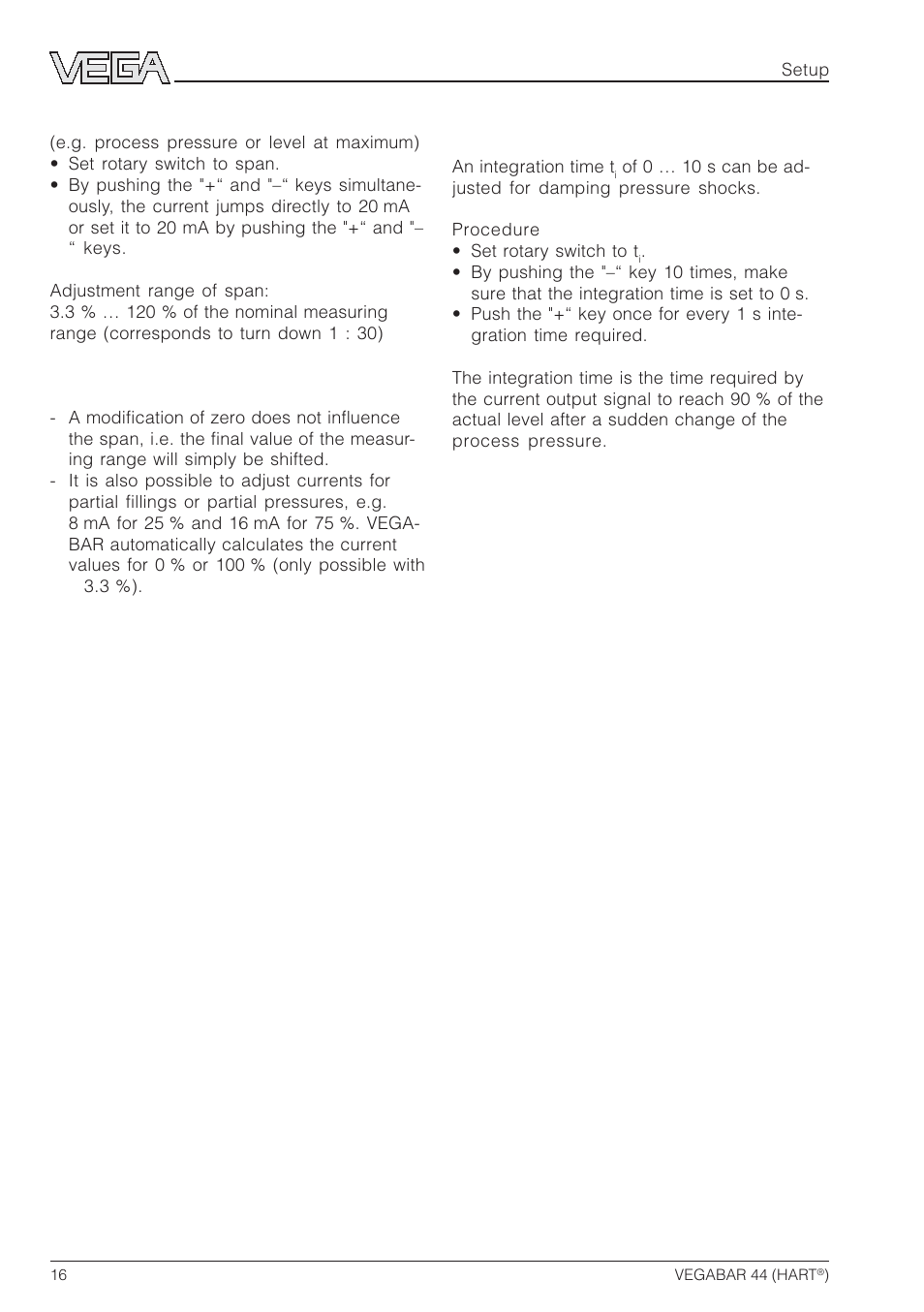 VEGA VEGABAR 44 HART User Manual | Page 16 / 44