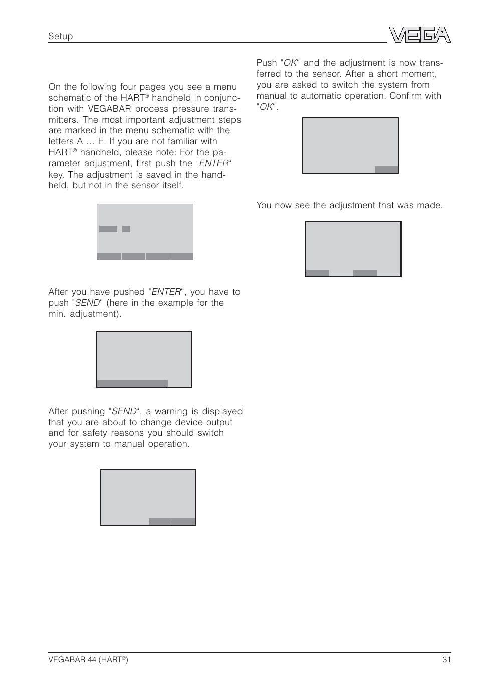 The most important adjustment steps | VEGA VEGABAR 44 HART User Manual | Page 31 / 44