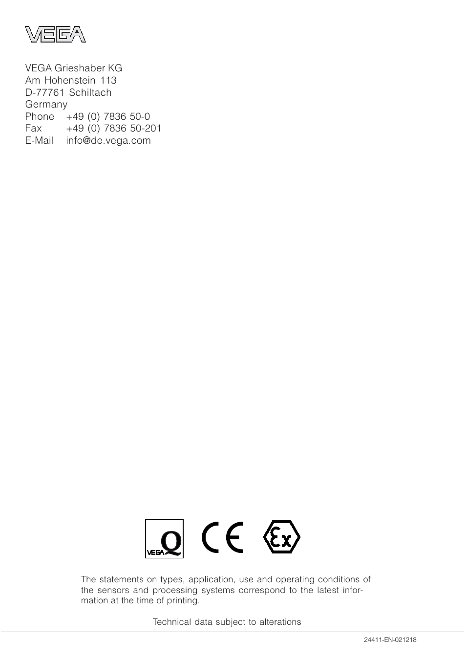 VEGA VEGABAR 44 HART User Manual | Page 44 / 44