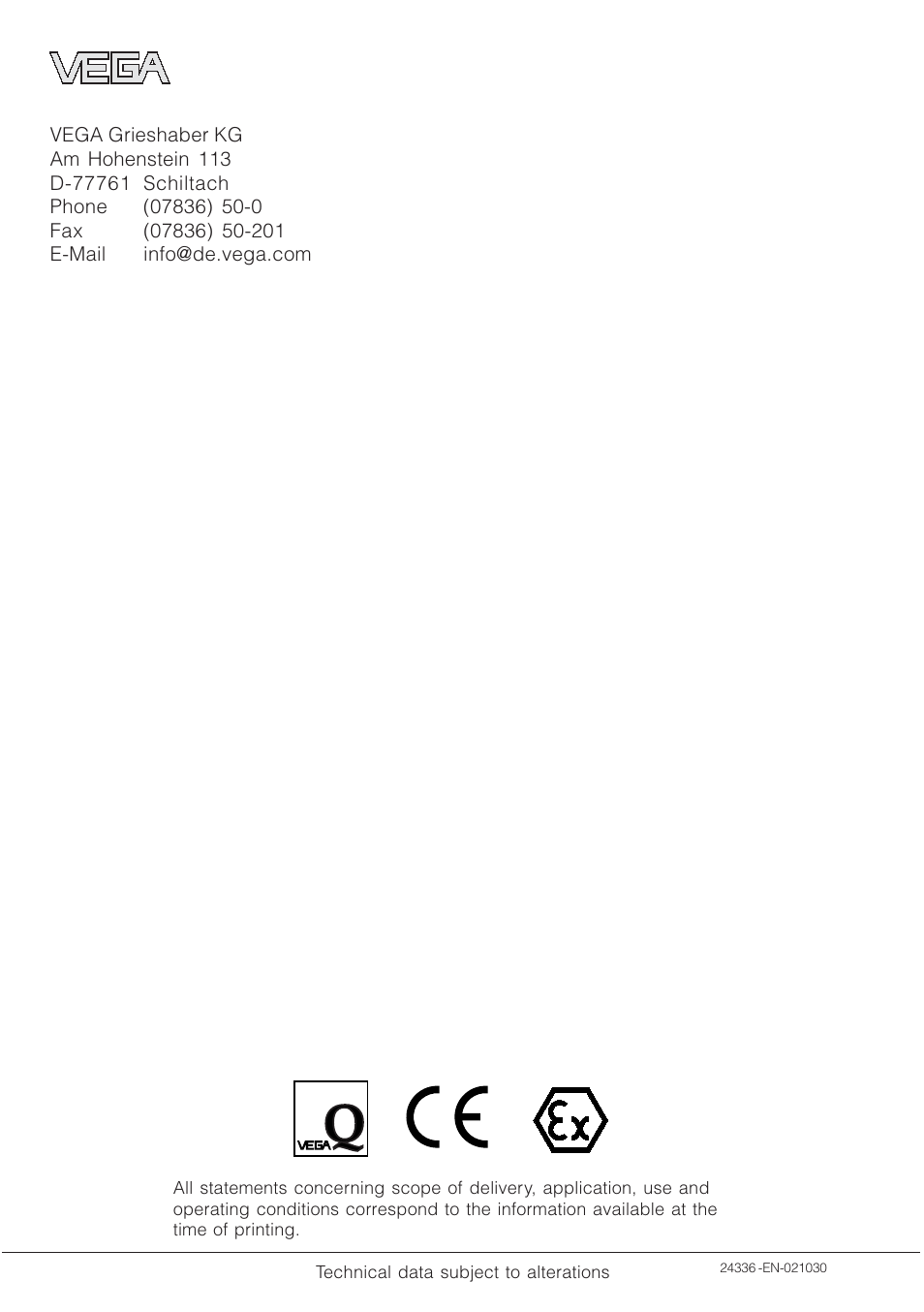 VEGA D98 Pressure transmitter User Manual | Page 12 / 12