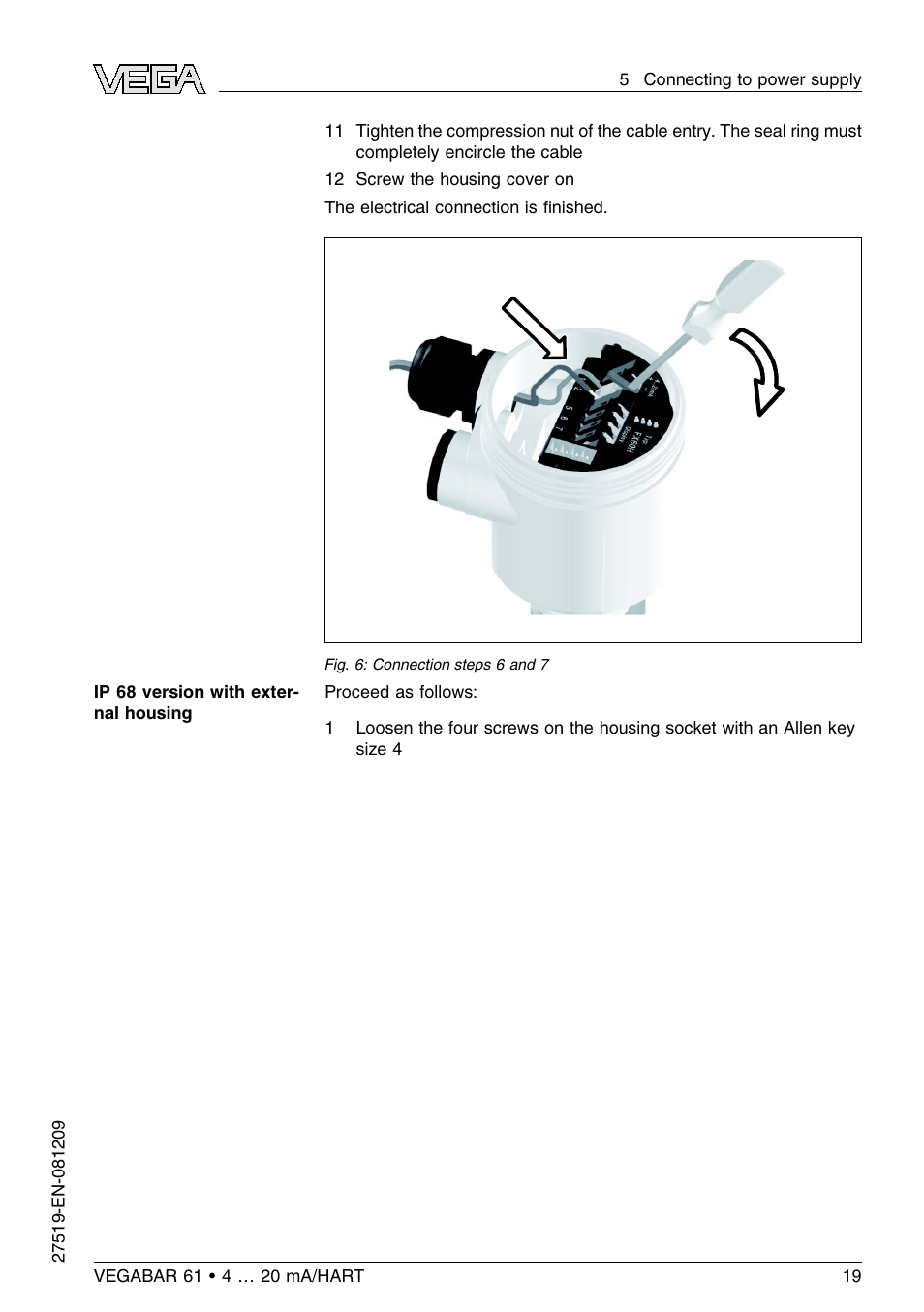 VEGA VEGABAR 61 4 … 20 mA_HART User Manual | Page 19 / 80