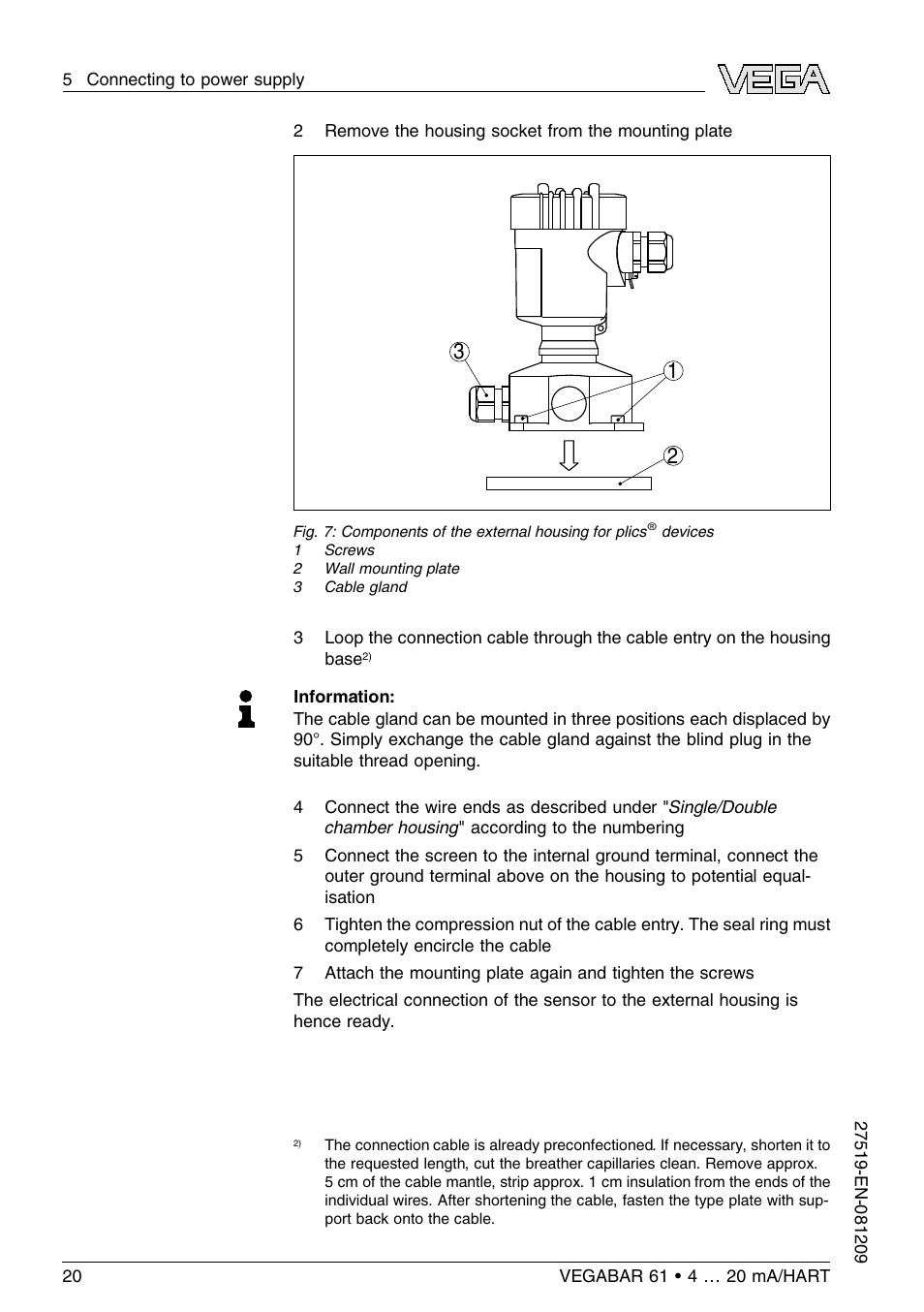 VEGA VEGABAR 61 4 … 20 mA_HART User Manual | Page 20 / 80
