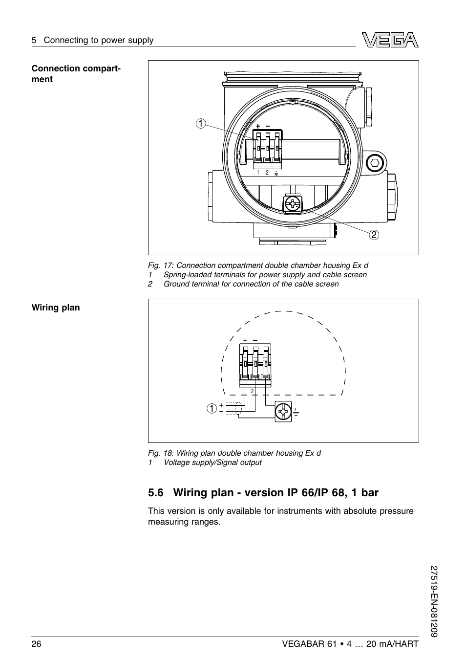 VEGA VEGABAR 61 4 … 20 mA_HART User Manual | Page 26 / 80