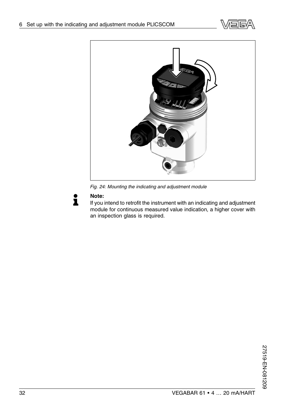 VEGA VEGABAR 61 4 … 20 mA_HART User Manual | Page 32 / 80