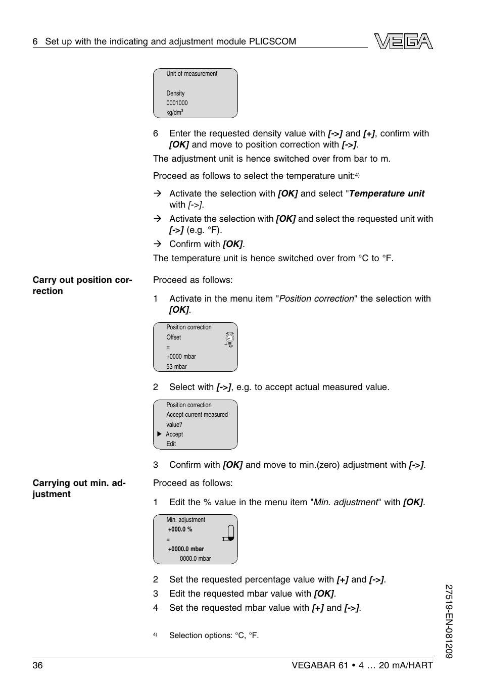 VEGA VEGABAR 61 4 … 20 mA_HART User Manual | Page 36 / 80