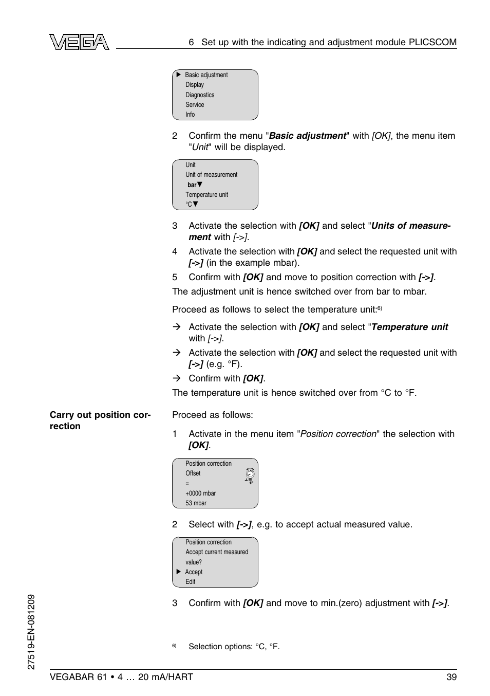 VEGA VEGABAR 61 4 … 20 mA_HART User Manual | Page 39 / 80