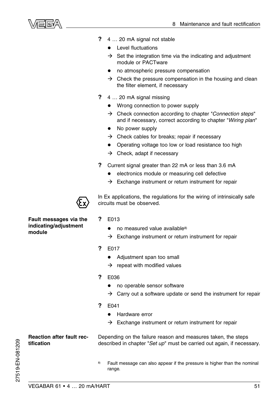 VEGA VEGABAR 61 4 … 20 mA_HART User Manual | Page 51 / 80