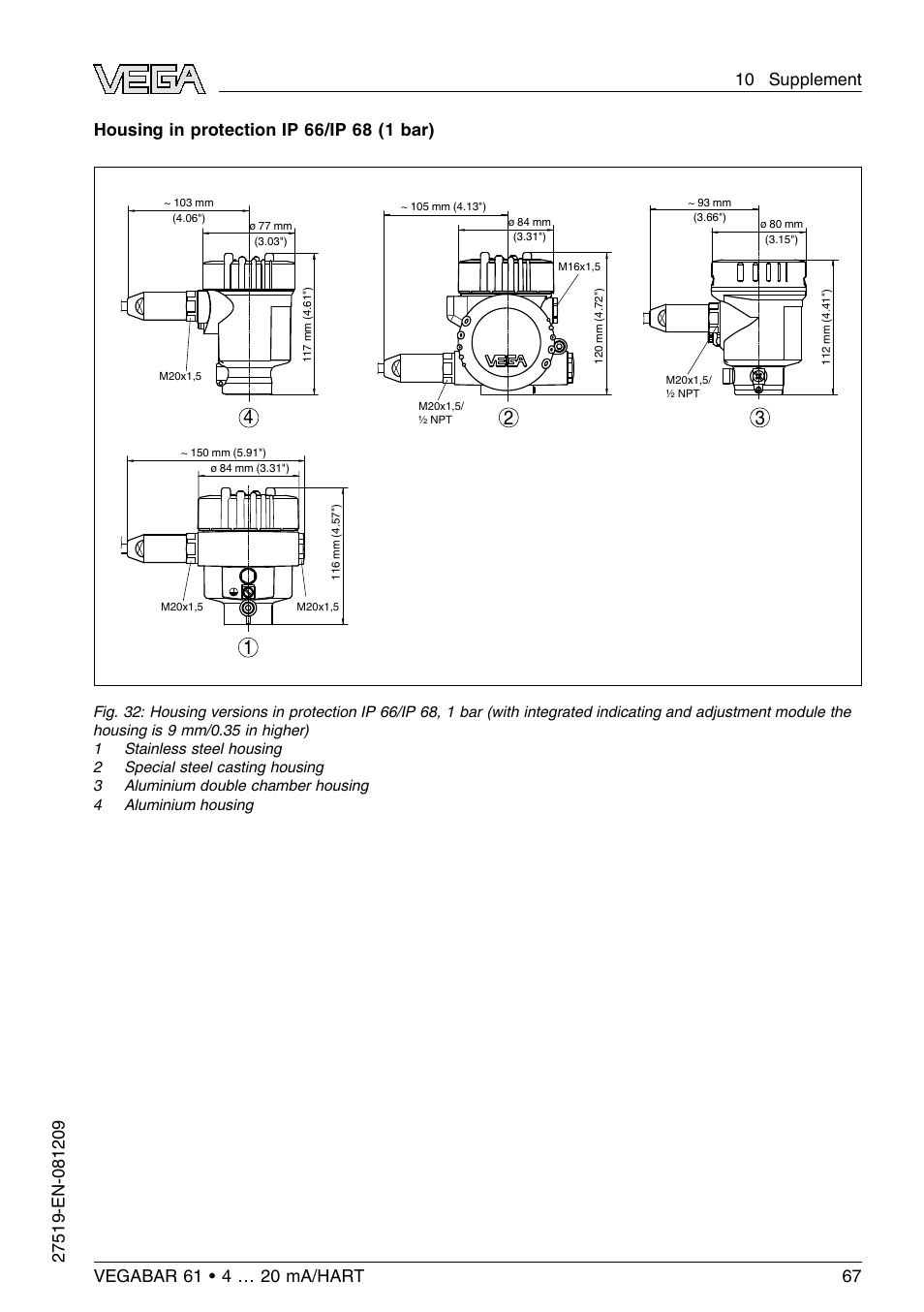 VEGA VEGABAR 61 4 … 20 mA_HART User Manual | Page 67 / 80