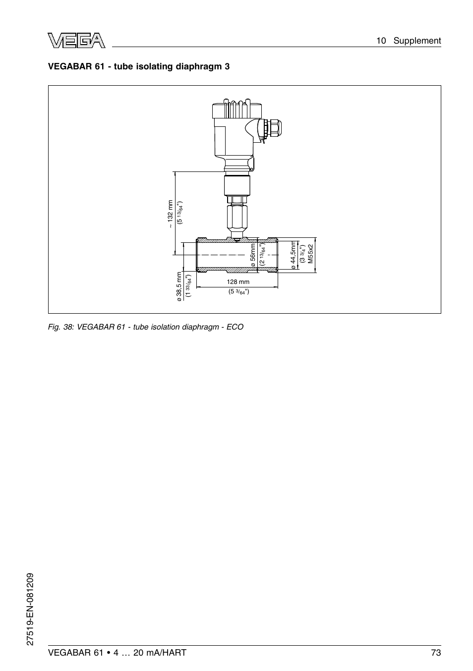 Vegabar 61 - tube isolating diaphragm 3 | VEGA VEGABAR 61 4 … 20 mA_HART User Manual | Page 73 / 80