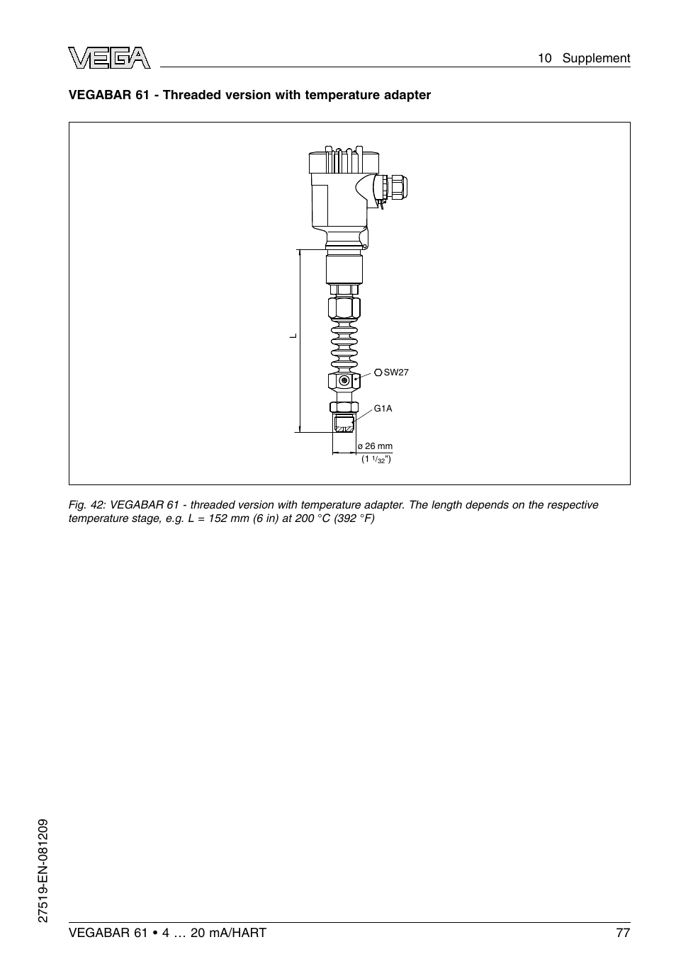 VEGA VEGABAR 61 4 … 20 mA_HART User Manual | Page 77 / 80