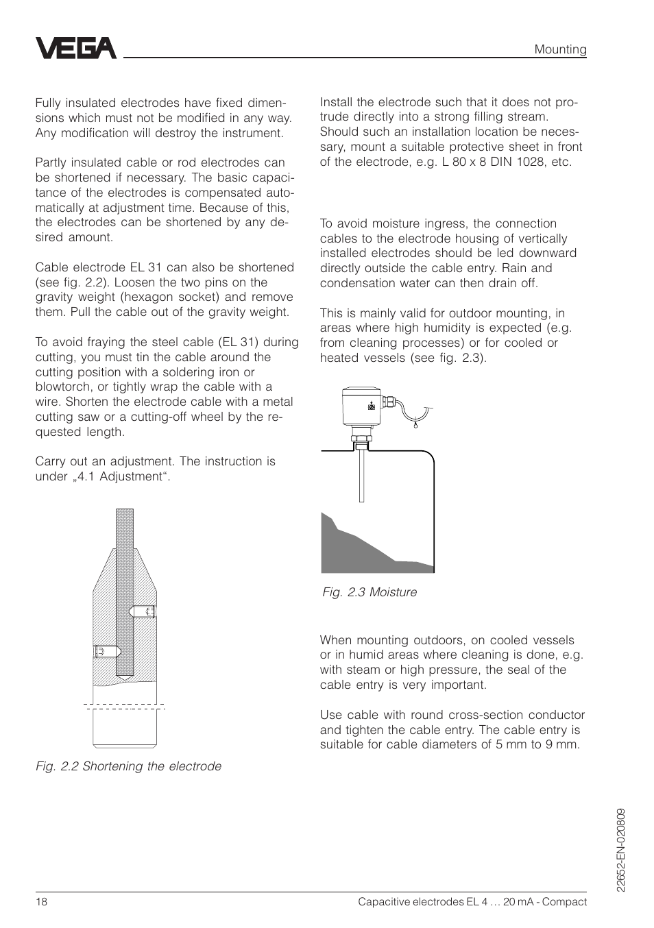 VEGA Capacitive electrodes EL 4 … 20 mA - Compact User Manual | Page 18 / 44