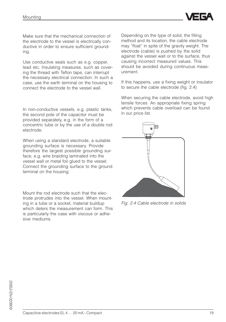 VEGA Capacitive electrodes EL 4 … 20 mA - Compact User Manual | Page 19 / 44