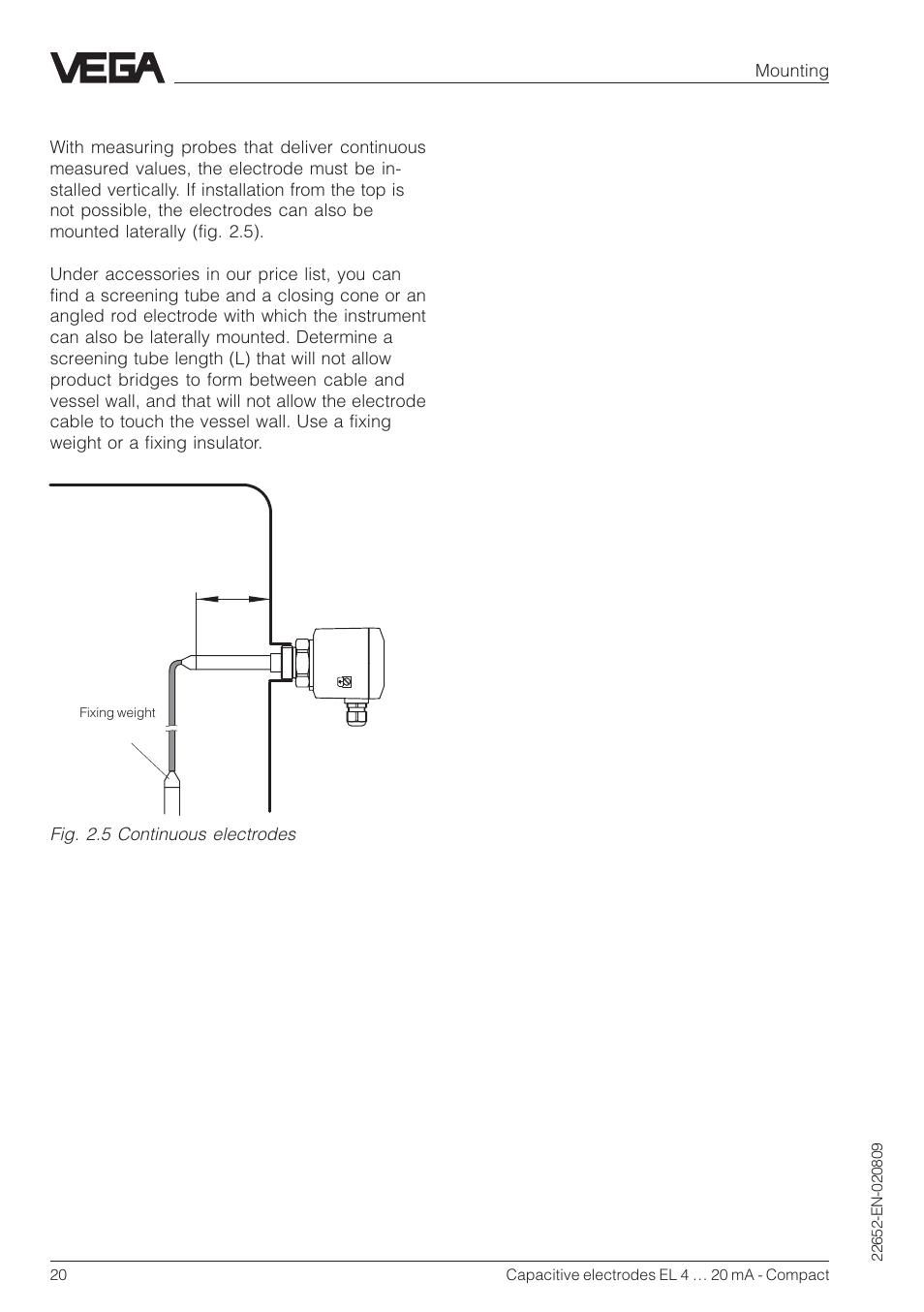 VEGA Capacitive electrodes EL 4 … 20 mA - Compact User Manual | Page 20 / 44