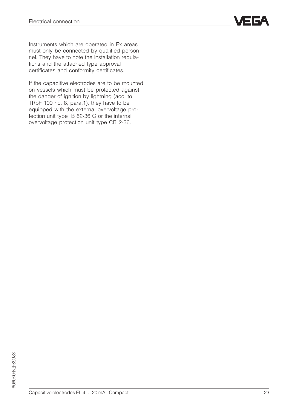 VEGA Capacitive electrodes EL 4 … 20 mA - Compact User Manual | Page 23 / 44