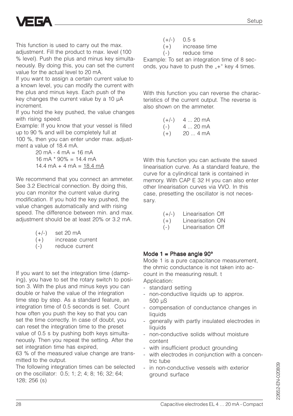 VEGA Capacitive electrodes EL 4 … 20 mA - Compact User Manual | Page 28 / 44