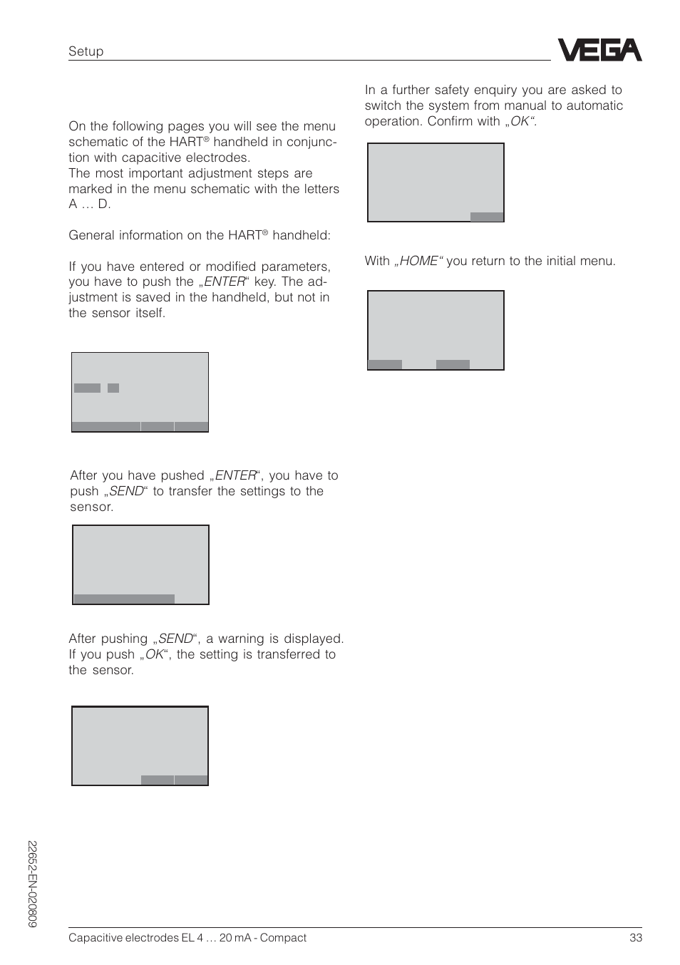 Adjustment steps | VEGA Capacitive electrodes EL 4 … 20 mA - Compact User Manual | Page 33 / 44