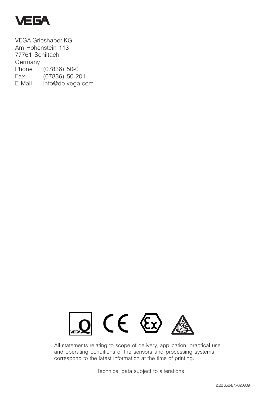 VEGA Capacitive electrodes EL 4 … 20 mA - Compact User Manual | Page 44 / 44