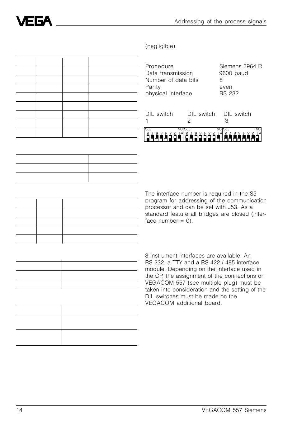 2 settings on the cp 524 | VEGA VEGACOM 557 Siemens 3964 and 3964 R procedure with RK 512 User Manual | Page 14 / 44
