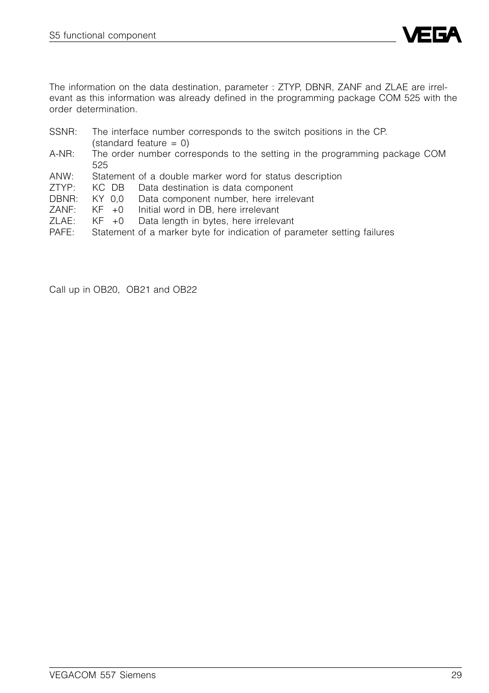 VEGA VEGACOM 557 Siemens 3964 and 3964 R procedure with RK 512 User Manual | Page 29 / 44