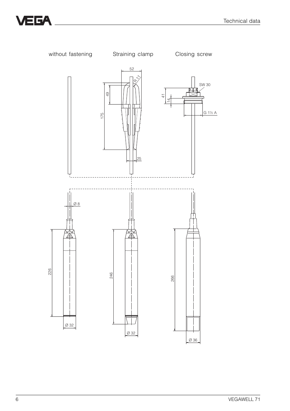2 dimensions | VEGA VEGAWELL 71 User Manual | Page 6 / 12