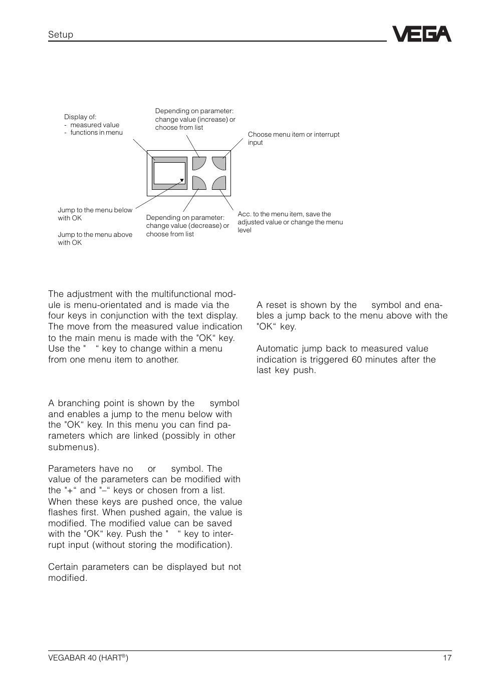 Adjustment elements | VEGA VEGABAR 40 HART User Manual | Page 17 / 40