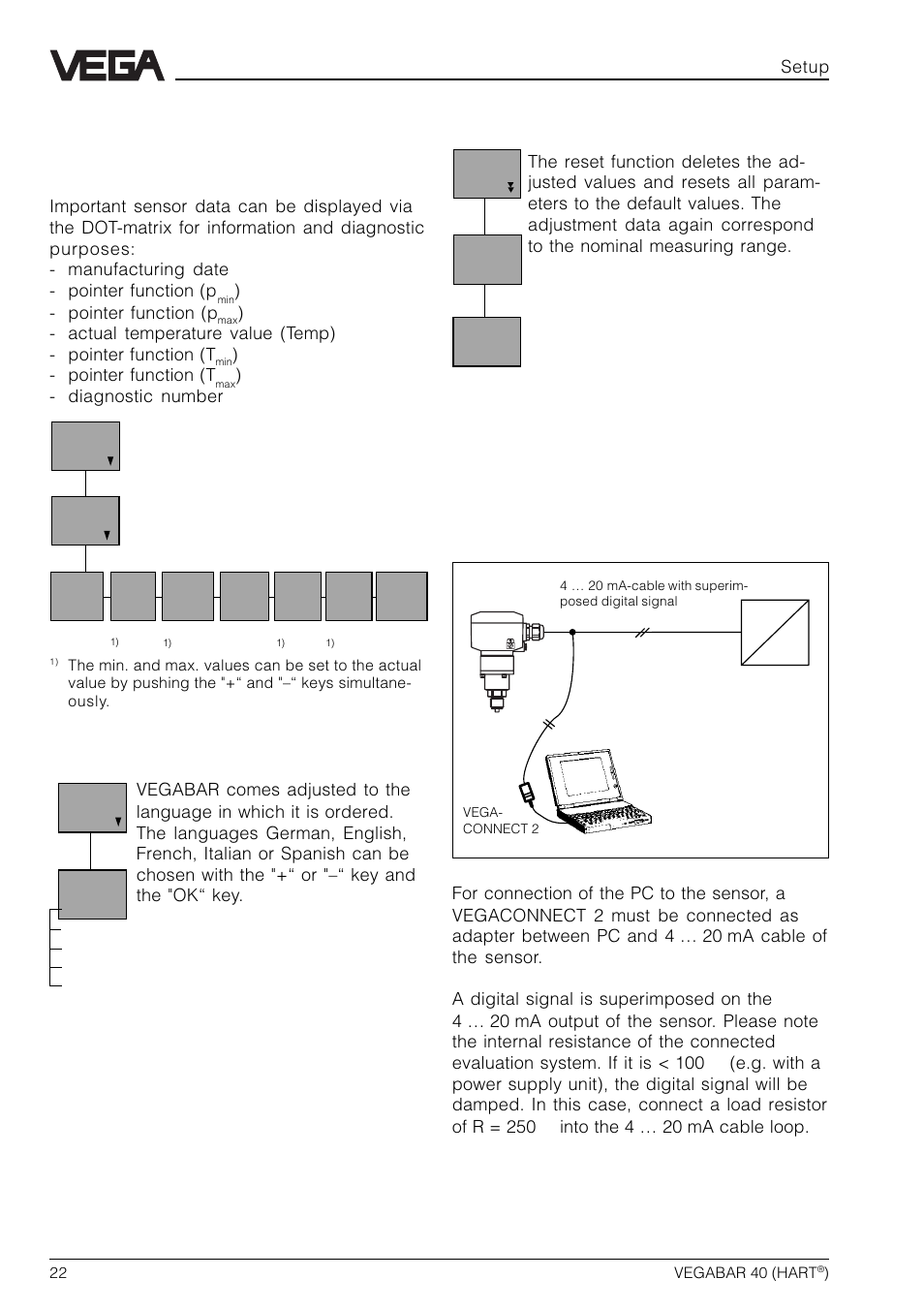 Additional functions, Vvo-connection to the 4 … 20 ma- cable | VEGA VEGABAR 40 HART User Manual | Page 22 / 40