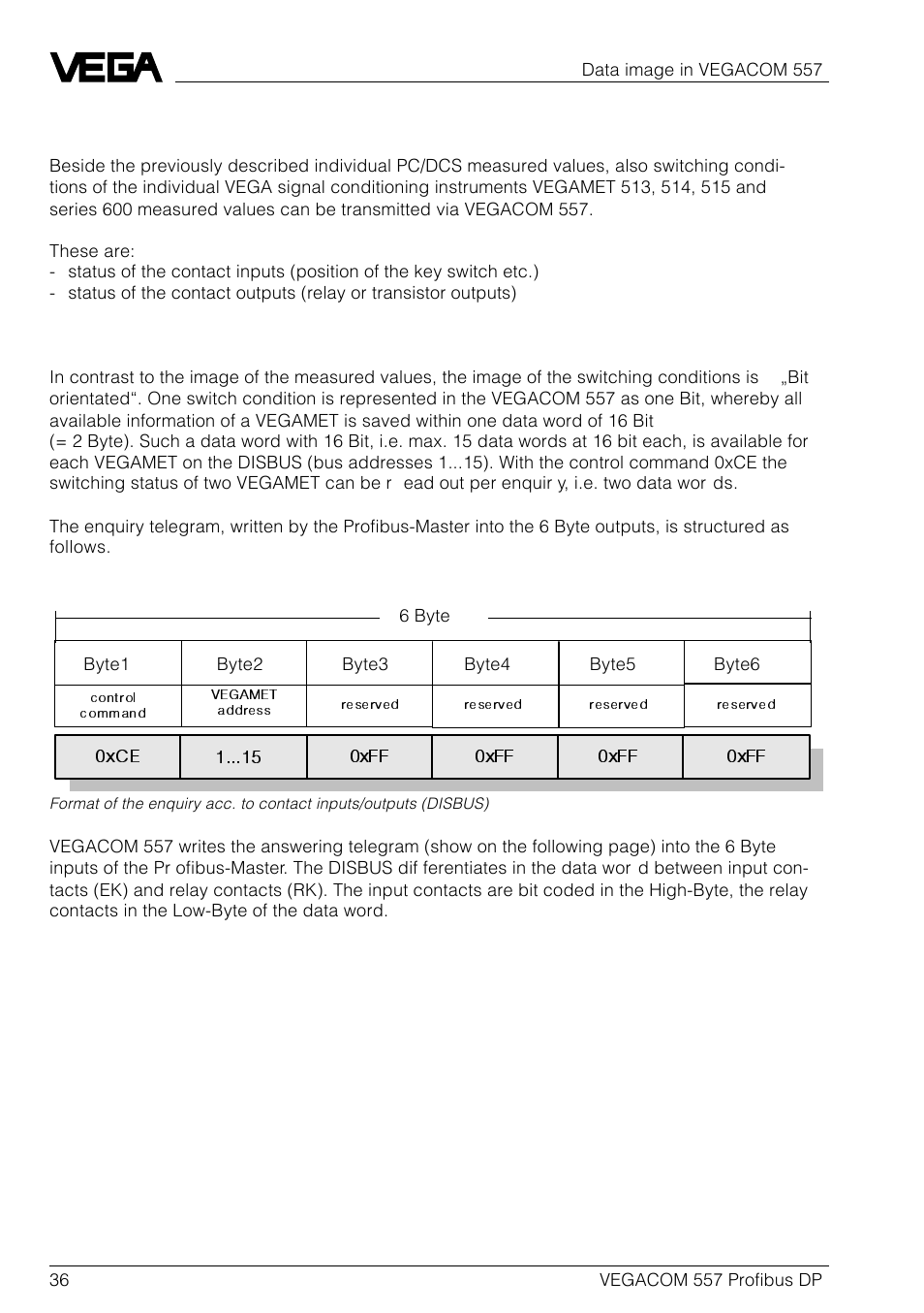 VEGA VEGACOM 557 Profibus DP User Manual | Page 36 / 84