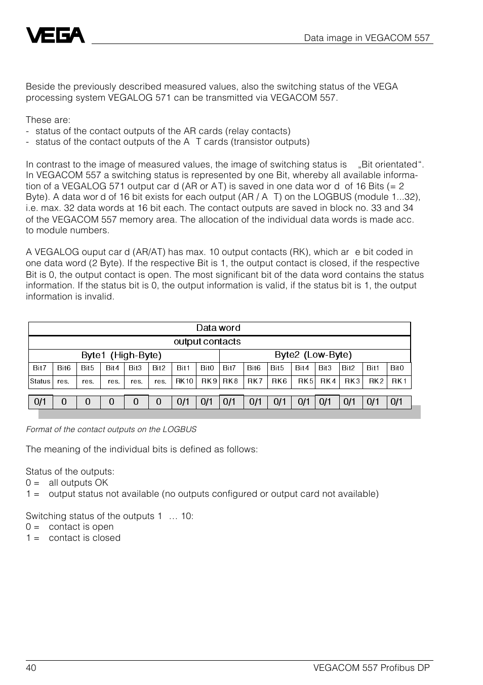 Image of the contact outputs on logbus | VEGA VEGACOM 557 Profibus DP User Manual | Page 40 / 84