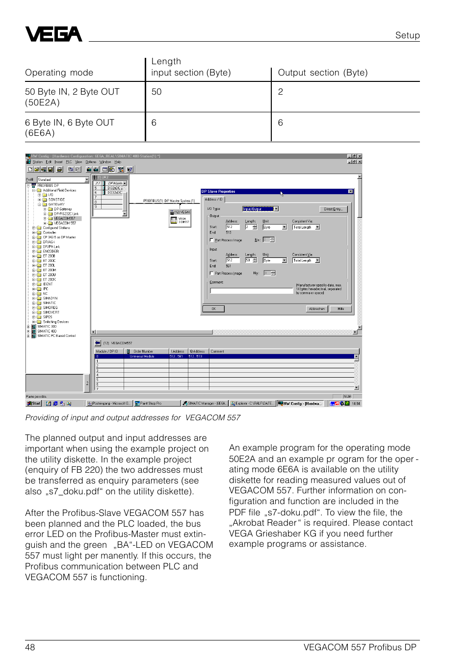 VEGA VEGACOM 557 Profibus DP User Manual | Page 48 / 84