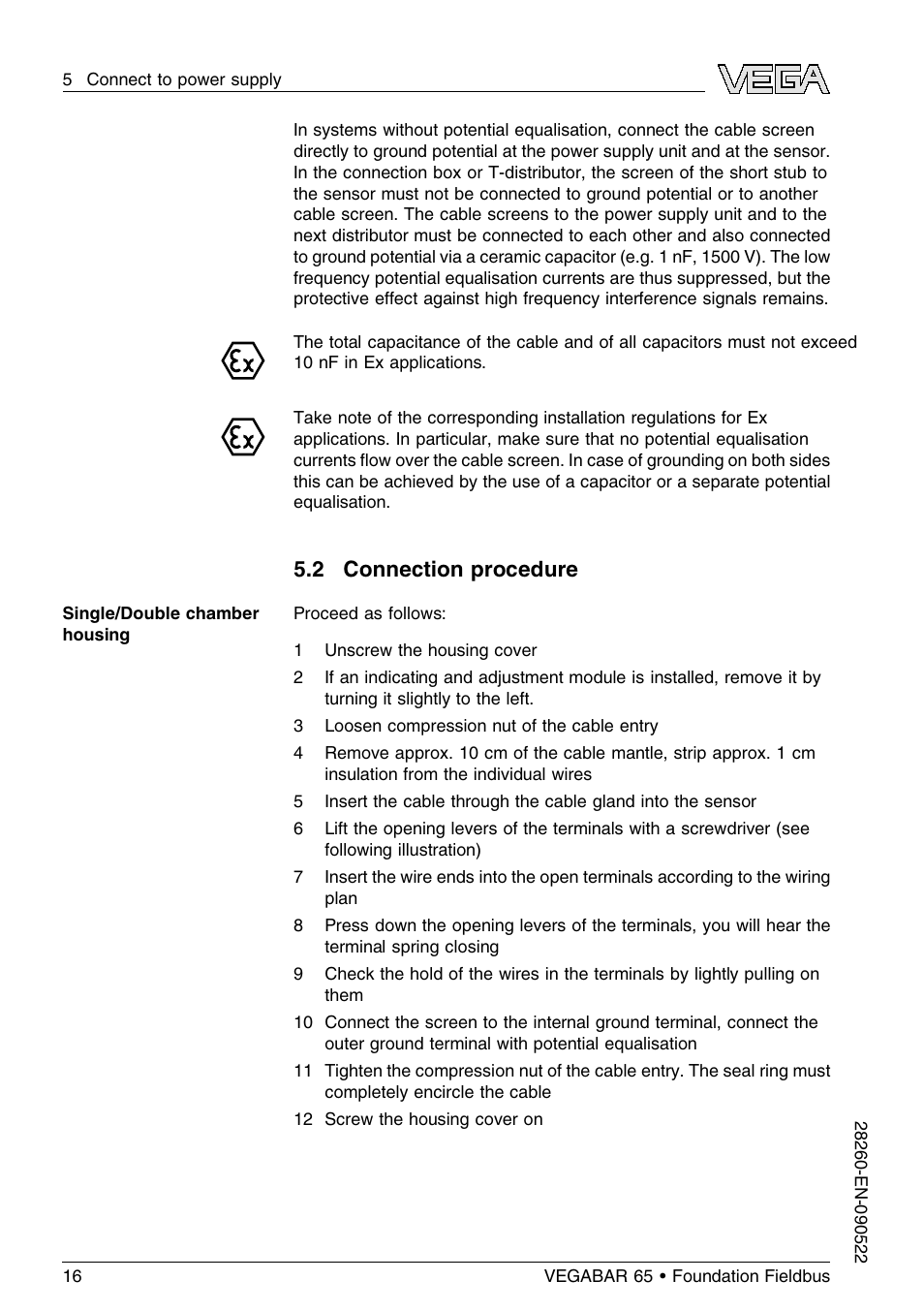 2 connection procedure | VEGA VEGABAR 65 Foundation Fieldbus User Manual | Page 16 / 76