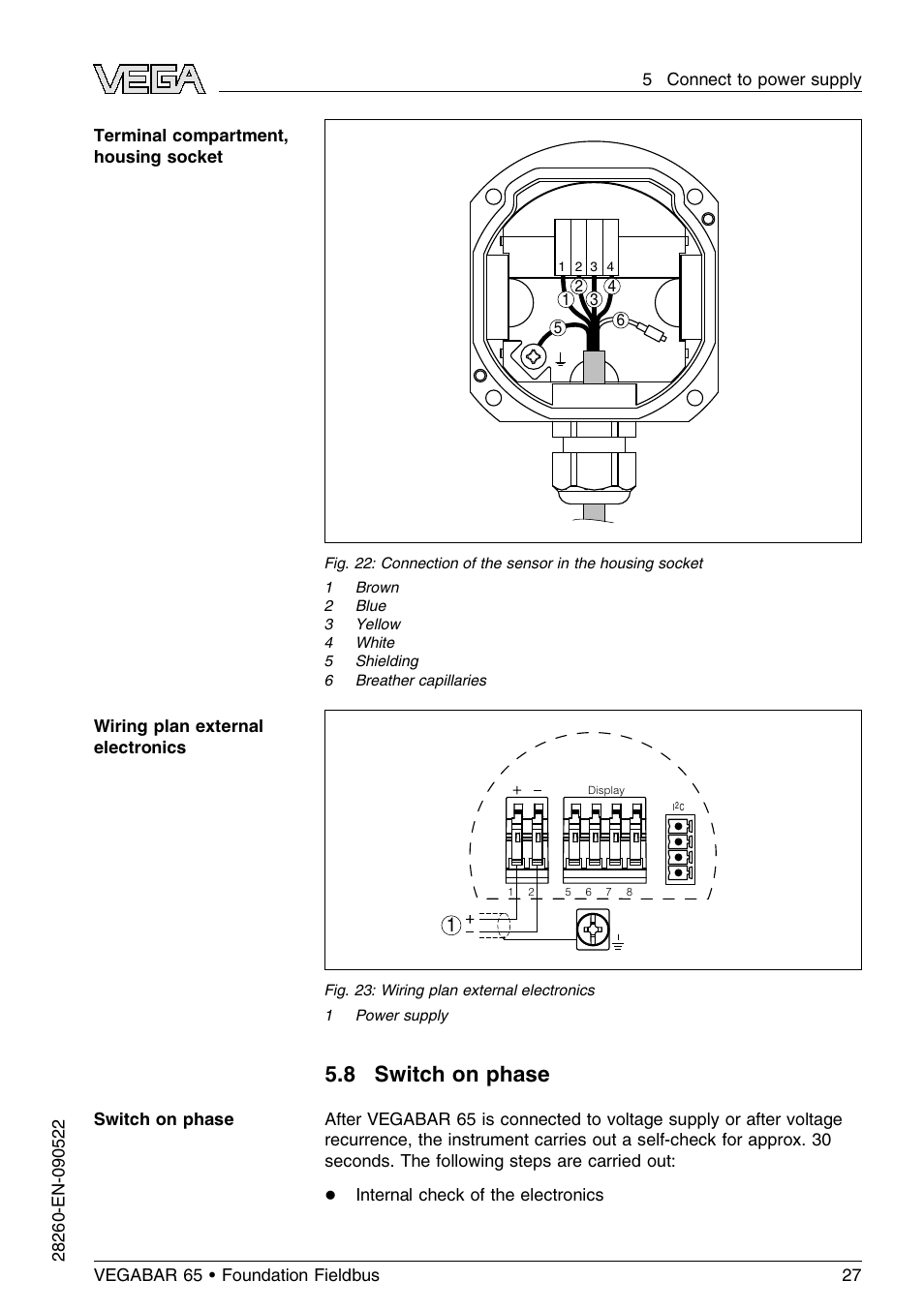 8 switch on phase | VEGA VEGABAR 65 Foundation Fieldbus User Manual | Page 27 / 76