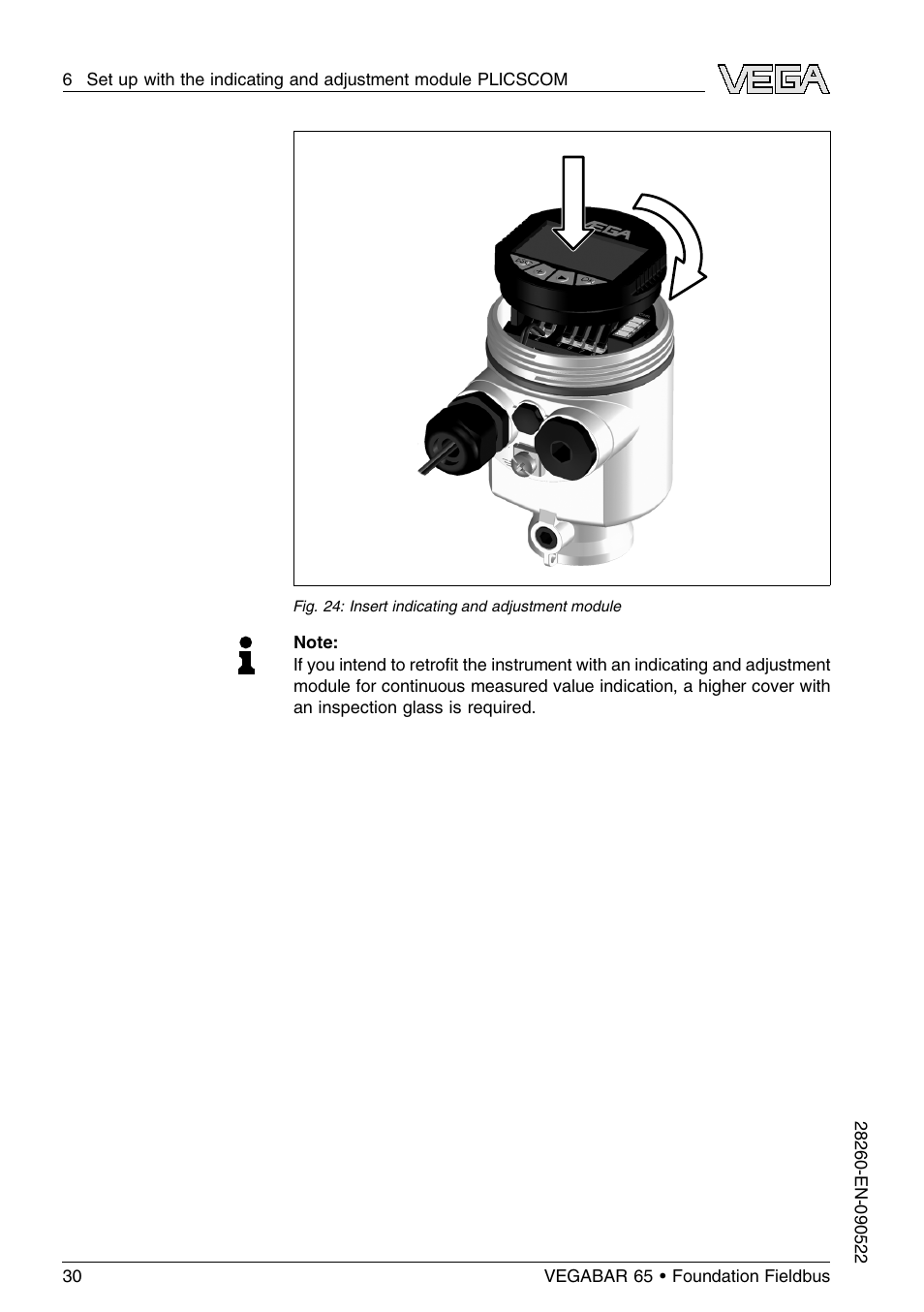 VEGA VEGABAR 65 Foundation Fieldbus User Manual | Page 30 / 76