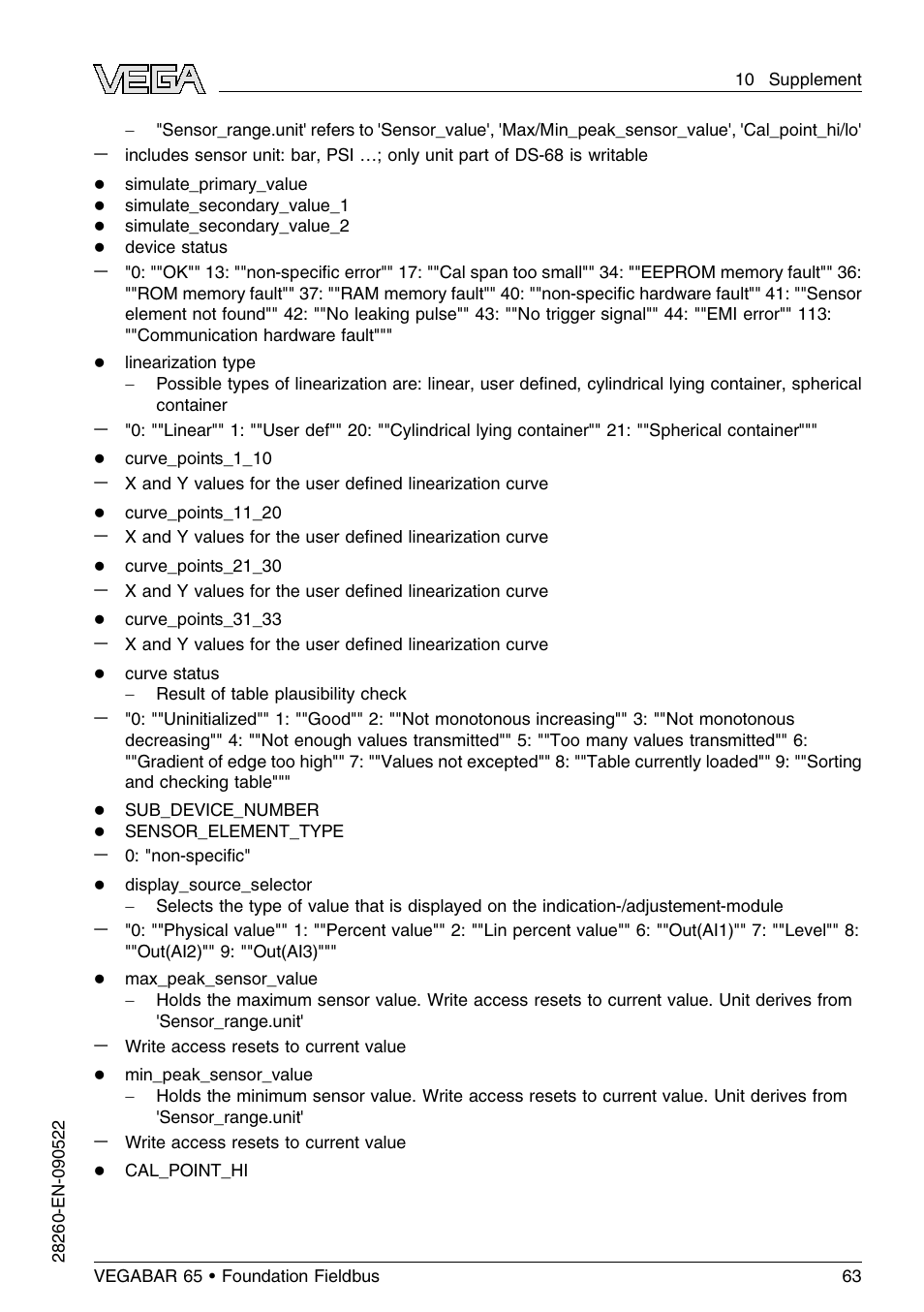 VEGA VEGABAR 65 Foundation Fieldbus User Manual | Page 63 / 76