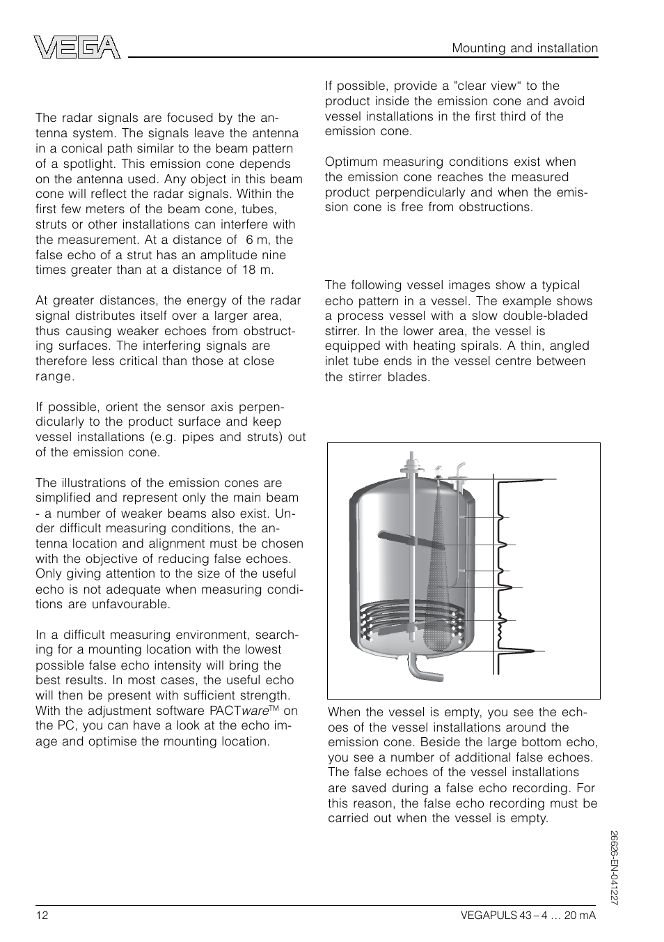 VEGA VEGAPULS 43 4 … 20 mA; HART compact sensor User Manual | Page 12 / 68
