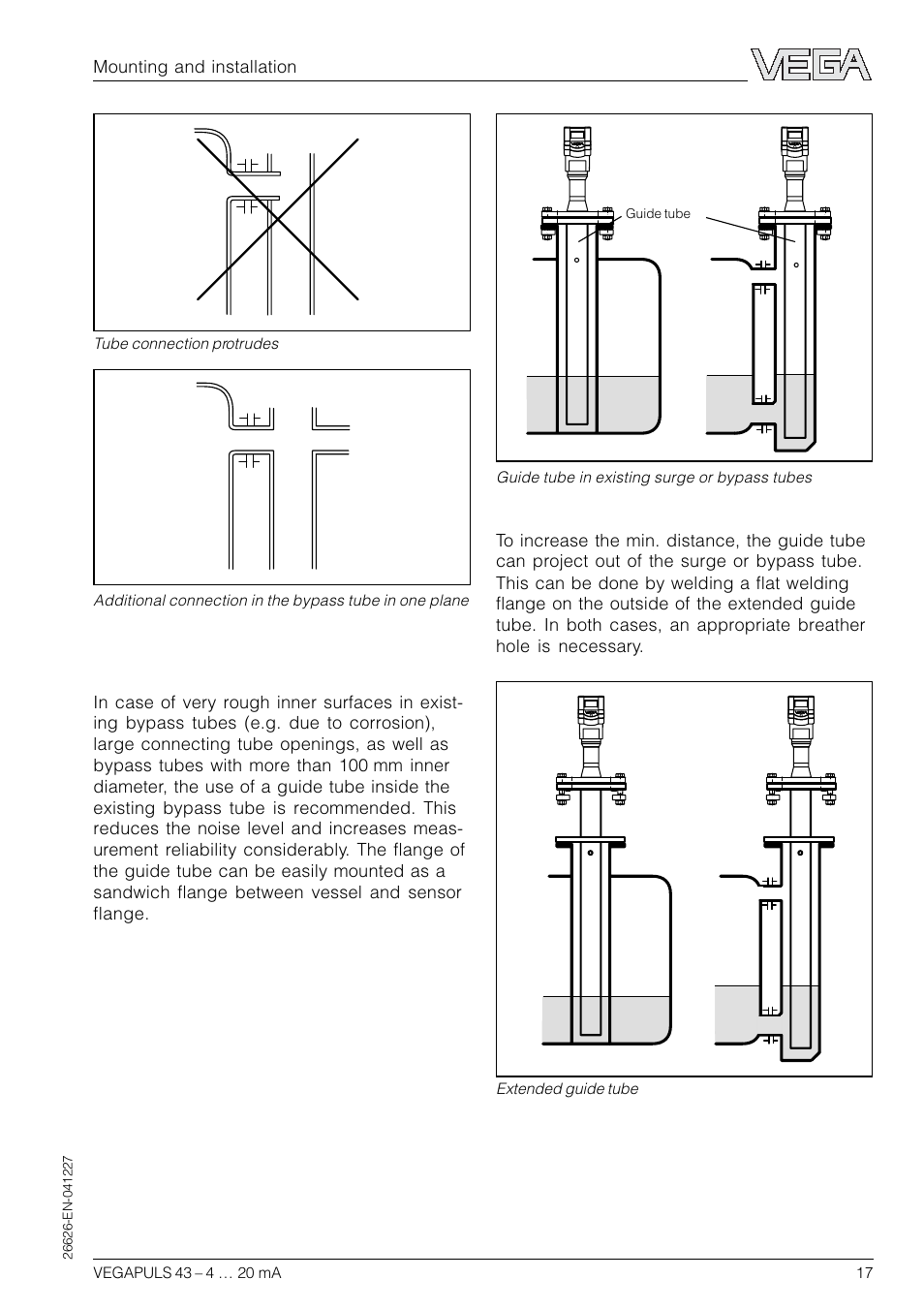 Use of guide tubes | VEGA VEGAPULS 43 4 … 20 mA; HART compact sensor User Manual | Page 17 / 68
