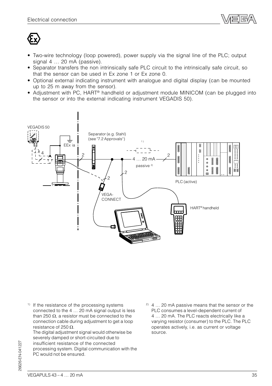 Electrical connection | VEGA VEGAPULS 43 4 … 20 mA; HART compact sensor User Manual | Page 35 / 68