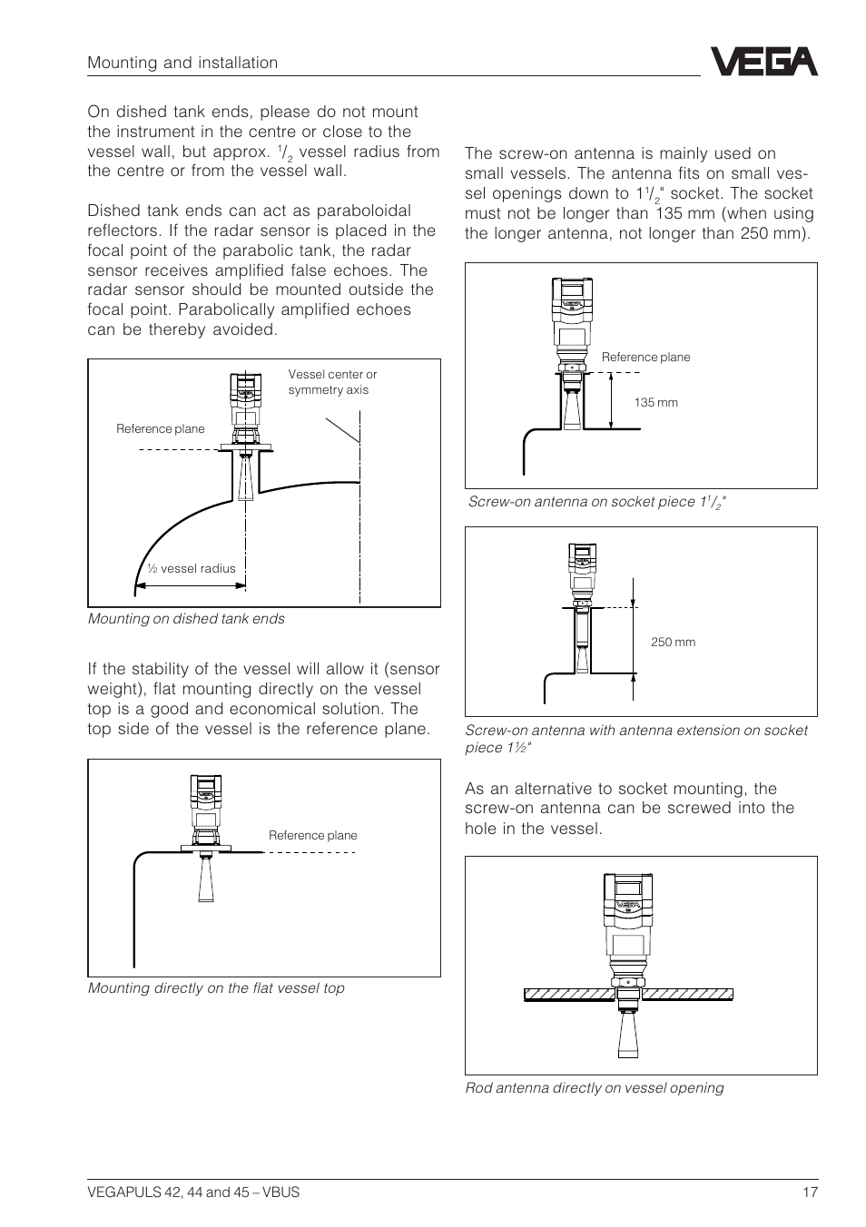 Screw-on antenna | VEGA VEGAPULS 45 VBUS User Manual | Page 17 / 92