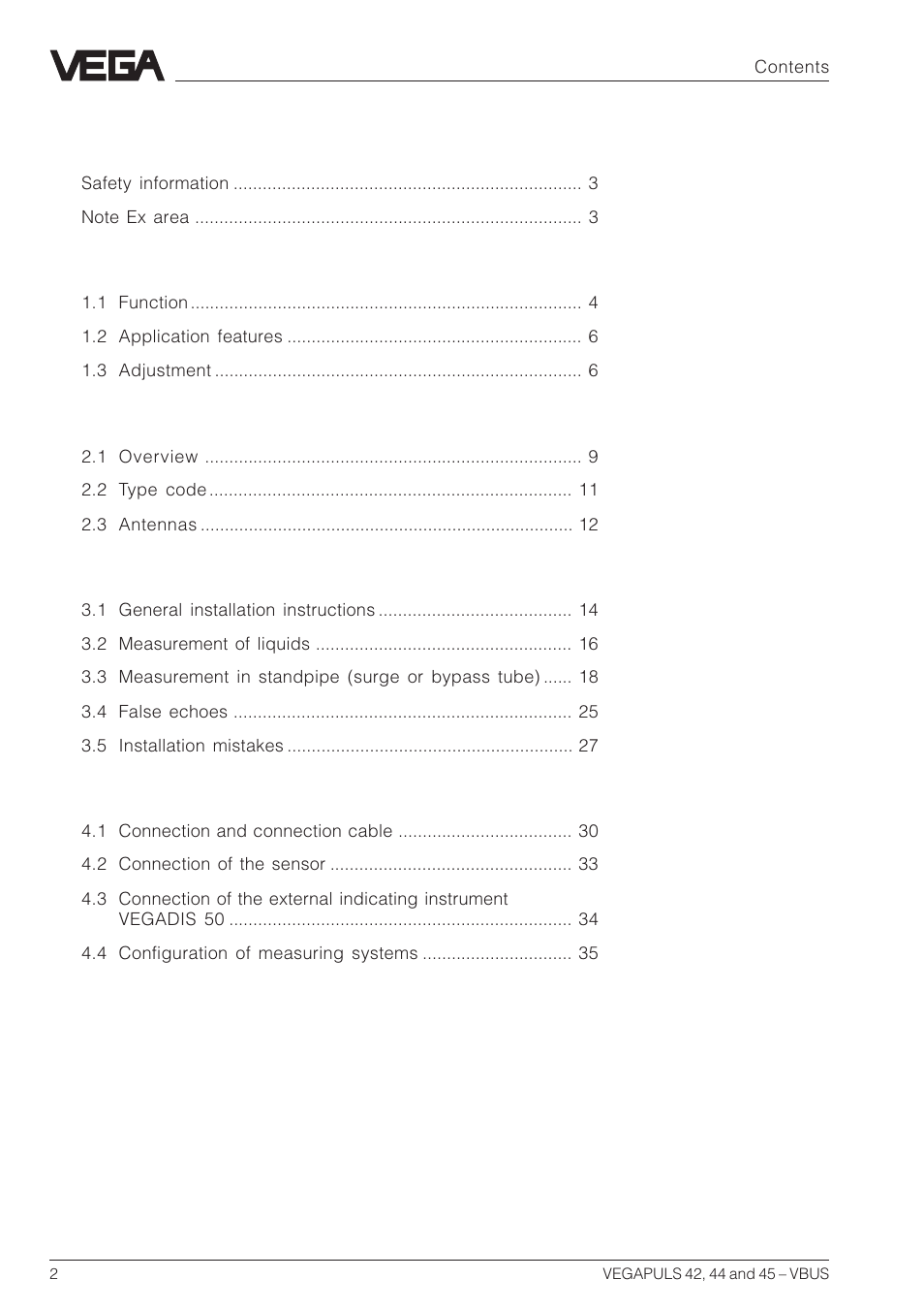 VEGA VEGAPULS 45 VBUS User Manual | Page 2 / 92